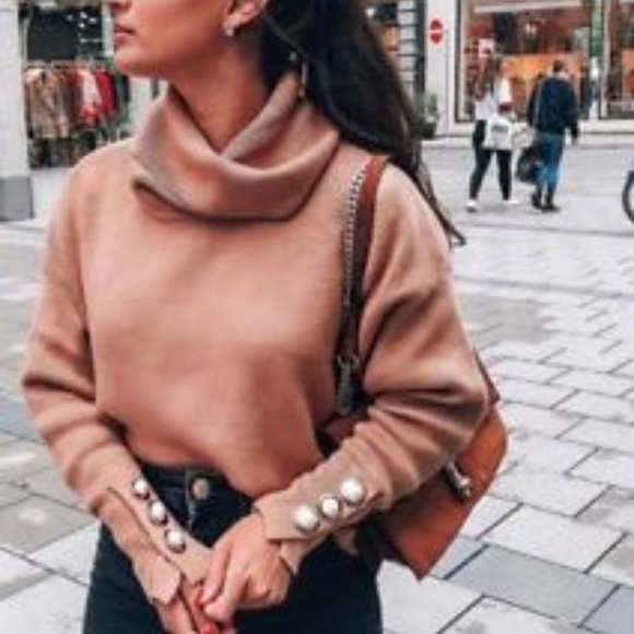 zara pearl cuff sweater